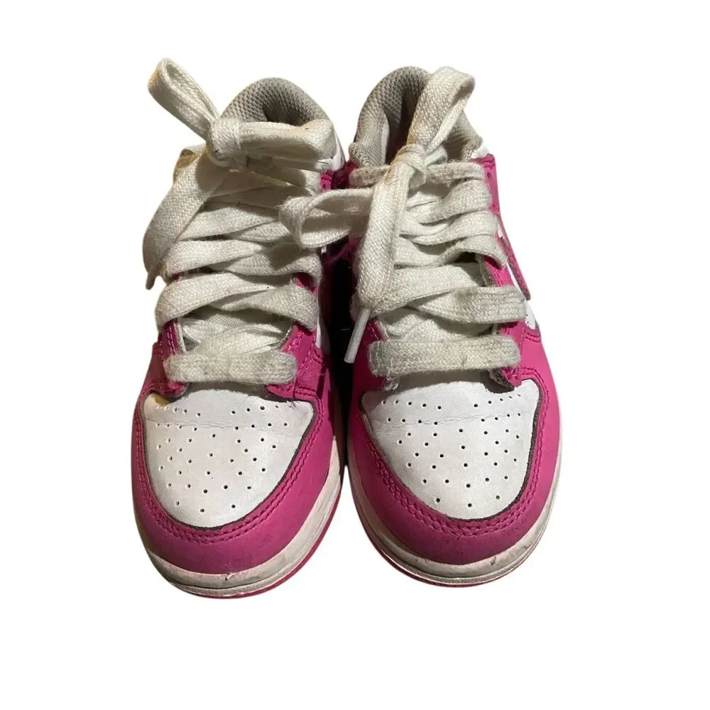 Nike dunk low GS white fuchsia girls sneakers 11 C